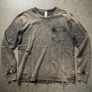 T-shirt Homme Oversize en Denim Tissé Délavé et Vieilli, Polyester/Coton, Écologique, Style Urbain, Séchage Rapide - Product Image 4