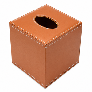 Caja de pañuelos de cuero rectangular con herrajes decorativos, dispensador de pañuelos decorativo para el hogar, hotel o coche - Product Image 6