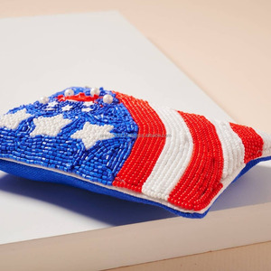 Monedero Patriótico con Cuentas de la Bandera de EE. UU., Rojo, Blanco y Azul, con Perlas y Estrellas, Mini Bolso Hecho a Mano con Cierre Magnético, Plegable y Duradero, para el 4 de Julio - Product Image 2