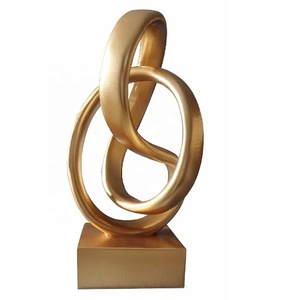 Escultura redonda geométrica de nudo dorado, esculturas modernas de la India para estantes, mesa de centro, estantería, regalos de decoración - Product Image 1