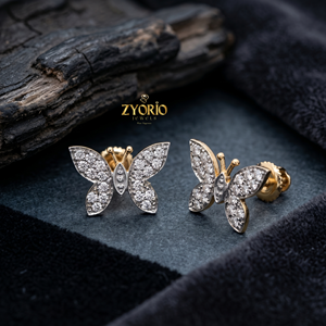 Zyorio Jewels Women's 14K Gold <b>Butterfly</b> Stud Earrings with Micro Pave Diamond Look Trendy Luxury Fine Jewelry for Gift - Product Image 5