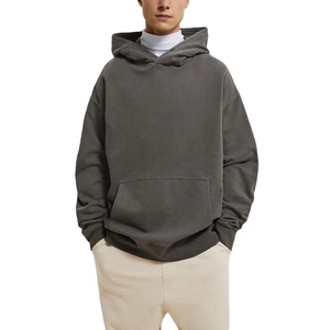 Custom Men's Hoodies Cotton Heavyweight Solid Color Pullover <b>Sweatshirt</b> for Gym Streetwear - Product Image 5