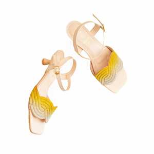 Sandales à talon fantaisie jaune pour femmes FN6118 - Product Image 1