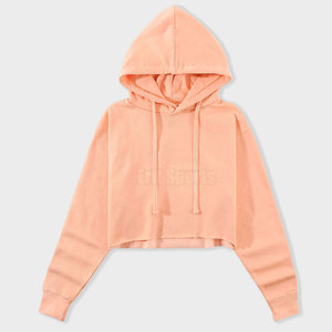 เสื้อฮู้ดครอปท็อปผู้หญิงสำหรับฤดูหนาว ออกแบบเองได้ ไซส์พลัส เป็นมิตรต่อสิ่งแวดล้อม ระบายอากาศได้ดี พร้อมโลโก้ด้านหน้า - Product Image 3