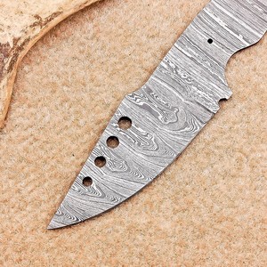 Kit de couteau de chasse et de bushcraft DIY en acier Damas Nordic Forge, lame vierge EDC à pointe tombante, forgé, à lame pleine, OEM - Product Image 3