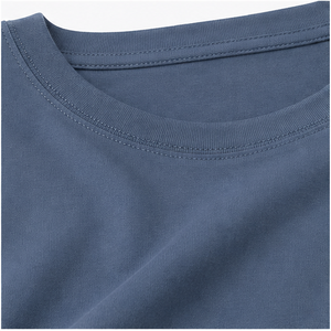 T-shirt Homme Oversize à Manches Courtes et Col Rond en Coton Viscose Bleu Acier avec Ourlet Courbé MTS-OVR-0008 - Product Image 6