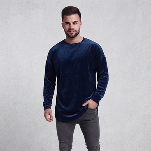 Camiseta de Terciopelo de Manga Larga para Hombre, Cuello Redondo, Suave, Informal, Lisa, Ajuste Holgado, Personalizable con Logotipo, OEM, ODM, Venta al Por Mayor - Product Image 6