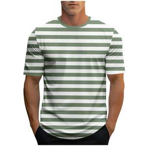 T-shirt personnalisé 100% coton de haute qualité, coupe classique, avec votre propre logo imprimé, rayé, pour hommes, col rond, 180 GSM, options multicolores - Product Image 4