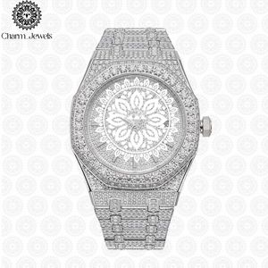 Montre de luxe pour femme Charm Jewels en acier inoxydable, boîtier polygonal, mouvement mécanique, cadran en cristal saphir, lunette sertie de diamants, fermoir pliant - Product Image 2