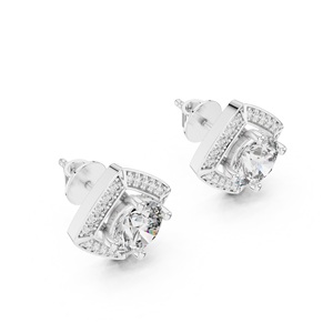 Pendientes de Moissanita con Diseño de Halo Acolchado de Primera Calidad para Boda, Compromiso, Joyería Elegante para Uso Diario, Pendientes de Lujo - Product Image 5
