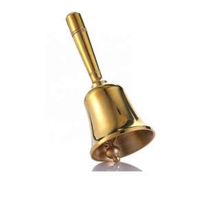 Campana de Mano de Latón de Alta Calidad Bold Blossom para Servicio, Campana de Mano para Anuncios en Bodas, Campana de Mano para Profesor en el Aula - Product Image 1