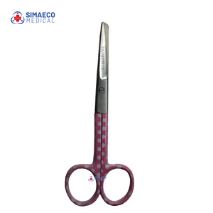 Ciseaux chirurgicaux de qualité supérieure, 5 pouces, couleur rose, points blancs, pointe arrondie, acier inoxydable, usage chirurgical de précision, certifiés CE ISO - Product Image 3