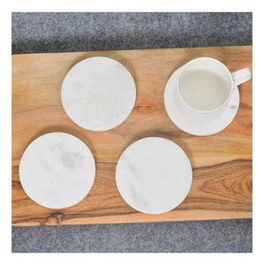 Premium <b>Marble</b> <b>Coasters</b> Round latest Elegant White <b>Marble</b> Stone <b>Coasters</b> Set of 4 Stylish - Product Image 1