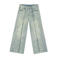 Jeans de mezclilla casuales de pierna ancha para hombre al por mayor con estampado, lavado, precio de fábrica para minoristas de moda