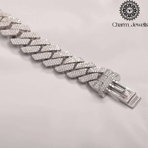 Collar Unisex de Moissanita Charm Jewells, Cadena Figaro, Plata 925, Chapado en Oro de 14K, Certificado IGI, Estilo Hiphop de Lujo para Fiestas - Product Image 3