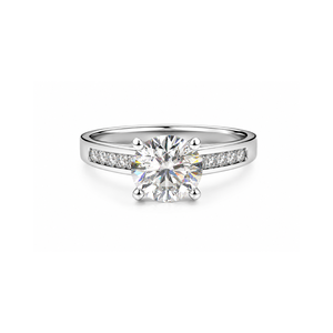 Vintage 14K White Gold Diamond Cluster Ring | Brilliant Cut Four Prong Engagement Ring | Rhodium Plated Fine Jewelry for Women - Product Image 1