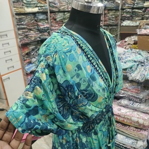 <b>Boho</b> Maxi <b>Dress</b> <b>Women</b> V Neck Puff Sleeve Elastic Waist Backless Ruffle Tiered Floral Summer <b>Dress</b> - Product Image 3