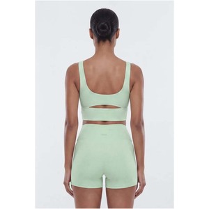 Women 2 Piece Yoga <b>Set</b> <b>Square</b> Neck Cutout Crop Top High Waist Flared Leggings Solid Color Seamless - Product Image 5