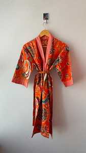 Kimono de algodón estampado hecho a mano para mujer, túnica larga, chaqueta de verano, kimono para el hogar - Product Image 4