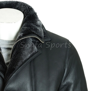 Men's <b>Sheepskin</b> Leather Trench Shearling Fur Collar <b>Jackets</b> New Style Winter Warm Fashion Wear High Quality Leather <b>Jackets</b> - Product Image 3