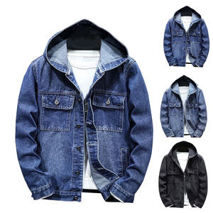 Sweat à capuche unisexe en jean respirant de qualité supérieure, fermeture éclair, manches longues, quatre poches, denim bleu, streetwear - Product Image 6