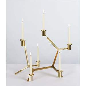 En gros Candelabre moderne en métal doré à 9 bras pour bougies chauffe-plat, Centre de table géométrique de luxe pour mariage, fête et décoration intérieure - Product Image 5