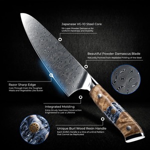 Custom Handmade Modern Chef <b>Knife</b> Extra <b>Sharp</b> Forged Damascus Steel Blade 8in Length Ambidextrous 3.0mm Thickness - Product Image 6