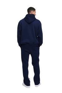 Sweat-shirt à capuche et pantalon de jogging assorti pour homme, bleu marine et blanc, avec logo personnalisé, fermeture éclair intégrale, OEM ODM, vente en gros - Product Image 2
