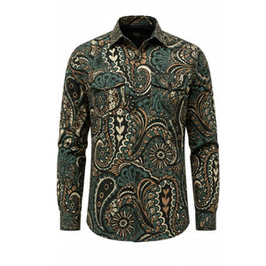 เสื้อเชิ้ตทำงานแขนยาวลายเพสลีย์ผ้าฝ้ายสำหรับผู้ชาย พิมพ์ลายดิจิทัล ทรงสบาย แฟชั่นทันสมัย เหมาะสำหรับเป็นยูนิฟอร์ม - Product Image 2