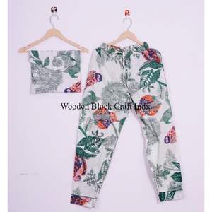 ชุดนอนผ้าฝ้ายแท้ 100% แบบยาว สวมใส่สบาย ชุดนอนนุ่มๆ สำหรับผู้ใหญ่ ลายพิมพ์บล็อกด้วยมือ ระบายอากาศได้ดี ทันสมัย เหมาะสำหรับใส่ในช่วงกลางคืนในฤดูร้อน - Product Image 3