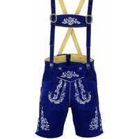 Lederhosen authentiques allemands en laine bleue brodée, shorts en cuir pour hommes, tailles européennes 46 à 60, fermeture boutonnée, Oktoberfest