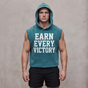 Chaleco deportivo con capucha para hombre, camiseta sin mangas para entrenamiento, culturismo, chaleco con capucha deportivo estampado para hombre - Product Image 1