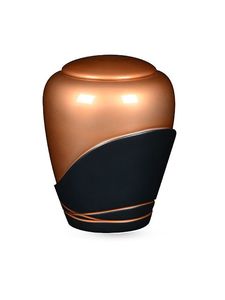 Modern Metal Cremation Urn Round Contemporary Design Copper Black Sympathy <b>Gift</b> <b>Memorial</b> Container Jar Pot - Product Image 1