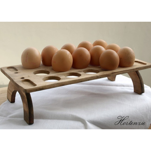 Stylish Wooden Egg Holder For <b>Kitchen</b> Farmhouse Egg Tray Organizer Eco-Friendly Wood Egg Rack For Pantry And Home Decor - Product Image 3