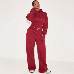 Custom Color Printed Women's Tracksuit with Wide Leg Sweat Pants Casual Comfortable Above Knee Track Suit Wear - Product Image 4