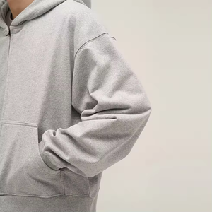Heavyweight 500gsm 100% Cotton Winter Blank Men's Hoodie Custom Full Zipper Manufacturer Boxy Regular Zip up Hoodies - Product Image 6