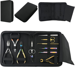 Kit d'outils professionnels imperméables pour extensions de cheveux, en acier inoxydable, avec pince à sertir pour enlever les perles, ensemble de coupe et de coiffage durable - Product Image 1