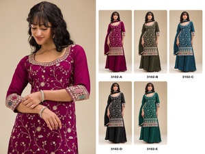 Direct Factory Supply Salwar Suit Palazzo Styles Vichitra with Heavy Embroidery Sequence Work Readymade <b>Pakistani</b> Salwar Kameez - Product Image 6