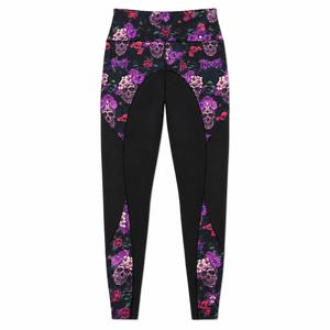 High Waist Skull Floral Print Yoga <b>Leggings</b> Women Tummy Control <b>Gym</b> Fitness Workout Tights Breathable Athletic Sportswear Pants - Product Image 3