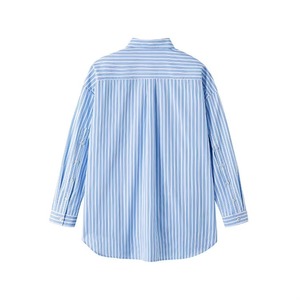 เสื้อเชิ้ตผู้ชายแขนยาวลายทางถักนิตติ้งสไตล์ลำลองสำหรับฤดูใบไม้ร่วง ผ้าฝ้าย 100% ปกคอเสื้อพับได้ ทรงบ็อกซี่ ระบายอากาศดี ติดกระดุมเม็ดเดียว สามารถสั่งทำได้ - Product Image 3