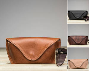 Étui à lunettes vintage en cuir de vachette, pochette de luxe faite à la main, étui fin et souple pour lunettes de lecture, housse de protection LGC-0117 - Product Image 1
