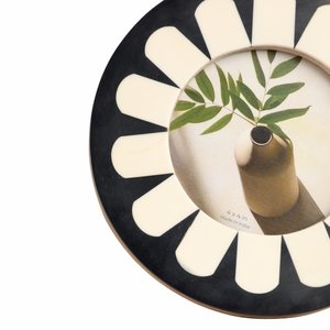 Round Resin and bone inlay photo <b>Frame</b> With MDF Base Luxury Flower <b>Design</b> Handmade <b>Wall</b> Mount Decor Made In India - Product Image 2