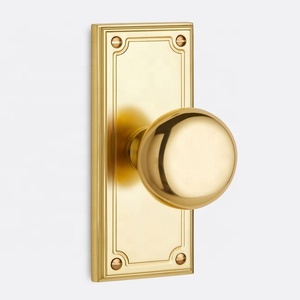 Classic Brass Round Knob with Decorative Backplate Passage Pzivacy Durable Furniture Handle <b>Dummy</b> Design for Home Office use - Product Image 6