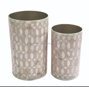 Custom Handmade Black White Bone Inlay Flower Pot Vase Polished Artisan <b>Decorative</b> Planter Home Wedding Hotel <b>Table</b> <b>Decor</b> - Product Image 2