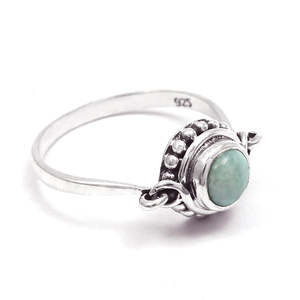 925 Sterling Silver Cocktail Throat Chakra <b>Boho</b> <b>Ring</b> Comes With Brilliant Round Cut Natural Larimar Gemstone Handmade Jewelry - Product Image 1