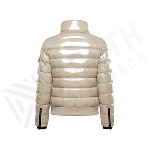 Hooded Quilted Waterproof <b>Bubble</b> Jacket Black Full Sleeve Winter Windproof Cotton Shell Knitted Fabric Polyester Filling Stand - Product Image 2