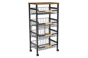 Multipurpose Metal Kitchen Trolley <b>Rack</b> With Compact Space Saving Design And Heavy Duty Storage <b>Shelves</b> - Product Image 1