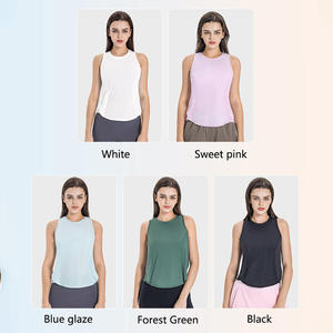 เสื้อกีฬาเย็บไขว้แบบใหม่ ระบายอากาศได้ดี ซับเหงื่อ แห้งไว ทรงหลวม เหมาะสำหรับโยคะ ฟิตเนส และออกกำลังกายสำหรับผู้หญิง - Product Image 6