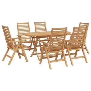 Juego de Comedor de Jardín de 7 Piezas en Madera de Teca Sólida Marrón - Product Image 1