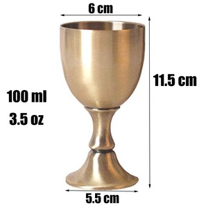 Coupe à vin élégante en métal, verre à pied en acier inoxydable poli - Product Image 2